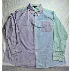 Linus Tech Tips NWO Men's Cotton Shirt XXL Button up Purple Blue Green Stripes